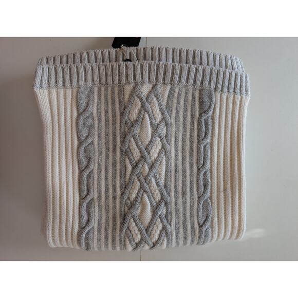 NWT Rag & Bone New York Cable Knit Scarf 100% Wool Ivory Gray $250 MSRP - Picture 7 of 12